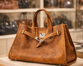 Vintage Brown Leather Handbag Set for Women, 3 Piece Tote Bag Set, Shoulder Crossbody Bag with Wallet, Elegant Ladies Purse Set