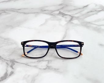 Óculos de grau Tom Ford Dark Tortoise Blue Light Blocking, 57 mm, unissex, em acetato autêntico.