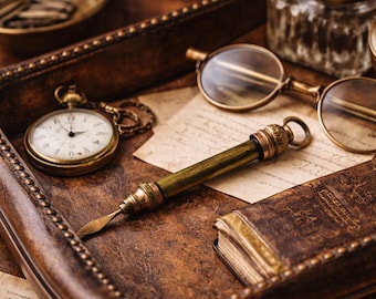 Antique Brass Quill Cutter | Victorian Propelling Pen Knife | 1880s Desk Tool | Mini Letter Opener | Grandpa Chic Decor