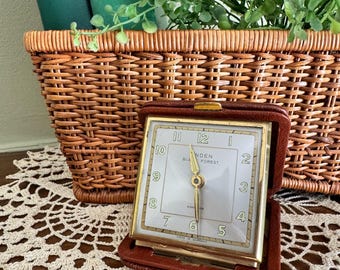 Vintage Linden Travel Alarm Clock Germany | Folding Desk Clock Case | Mid Century Black Forest Clock | Grandpa Chic Shelf Decor