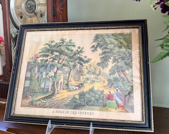 Vintage Countryside Wall Art | English Cottage Village Print | Grandmillennial Gallery Decor | Framed Pastoral Landscape | Storybook Scene