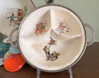 Storybook Nursery Decor Vintage Animal Baby Dish | Nursery Rhyme Style Wall Decor Cottage Nursery Grandmillennial Décor