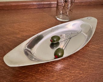 Mid Century Stainless Steel Oval Tray WMF Cromargan Germany | MCM Serving Dish Atomic Minimalist Entertaining Tray