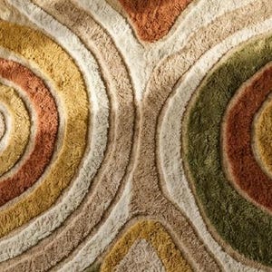 Modern abstrakt jordnära matta | Handtuftad matta | Boho vardagsrumsmatta | Grönbrun beige matta | Lyxig mjuk plyschmatta | 8x10 matta bild 7