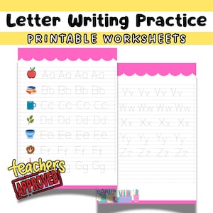 Letter Writing Practice Printable | A-Z Tracing Worksheet | Preschool Handwriting Sheet | Alphabet Practice Instant Download PDF