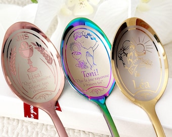 Cucchiaio personalizzato per la Prima Comunione / Regalo ricordo per il Battesimo con incisione per bambino