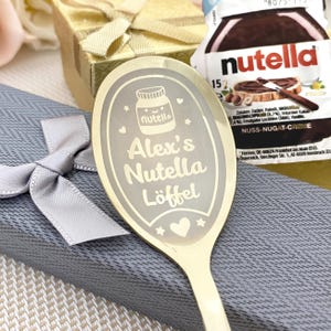Personalized Engraved Spoon with Nutella Mini Jar Gift Set – Custom Text, Color, Size Options