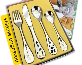 Personalized Cutlery Set for Kids or Infant Engraved Name Baby Gift 0 - 5 Year Christening Gift Newborn Gift Birthday
