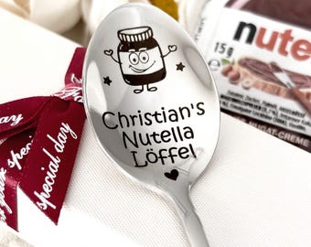 Personalized Engraved Spoon, Nutella Jam Dessert Utensil, Custom Box Option