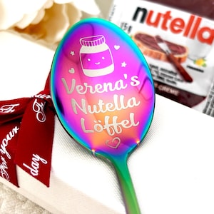 Personalized Spoon with Nutella Mini 15g, Custom Engraved Name Spoon,  Midnight Snack Spoon, Birthday Present, Unique Engraved Gift