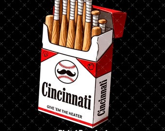 Cincinnati Baseball Bat Pack Png - Vintage Style Sports Fan Digital Download