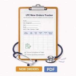 LTC New Orders Tracker | Long Term Care Nurse Order Log Sheet