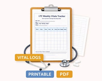 LTC Weekly Vitals Tracker Printable | Nursing Vital Signs Log Sheet PDF