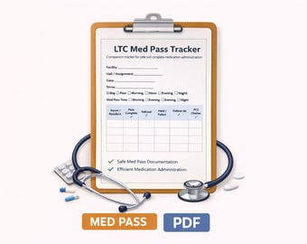LTC Med Pass Tracker Printable | Nurse Medication Administration Log (PDF)