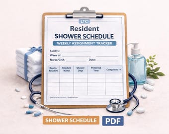 LTC Resident Shower Schedule Template Printable | Long Term Care CNA Assignment Sheet