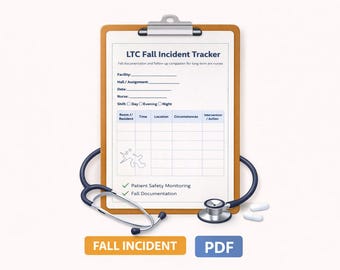 LTC Fall Incident Tracker Printable Nursing Fall Documentation Log PDF