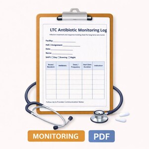 LTC Antibiotic Monitoring Log for Long Term Care Nurses