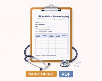 LTC Antibiotic Monitoring Log for Long Term Care Nurses