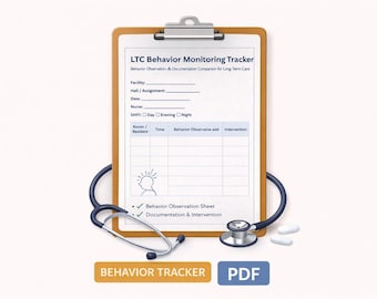 LTC Behavior Monitoring Tracker Printable Nursing Behavior Documentation Sheet