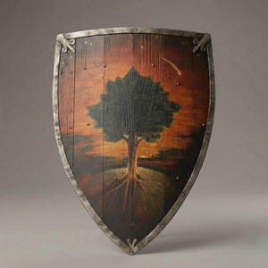 Ser Duncan Shield Wooden Heater Shield With Elm Tree And Shooting Star Art
