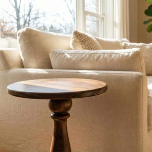 Solid Wood Pedestal Table | 18" Round Accent End Table