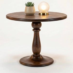 Solid Wood Pedestal Table | 18" Round Accent End Table