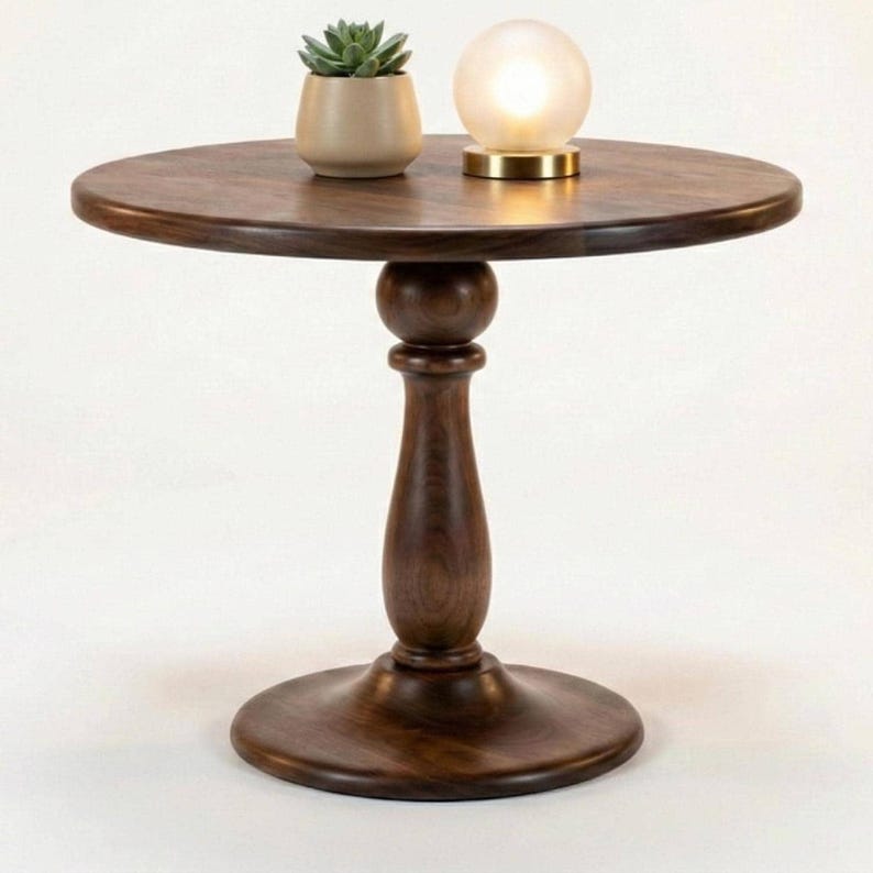 Solid Wood Pedestal Table | 18" Round Accent End Table