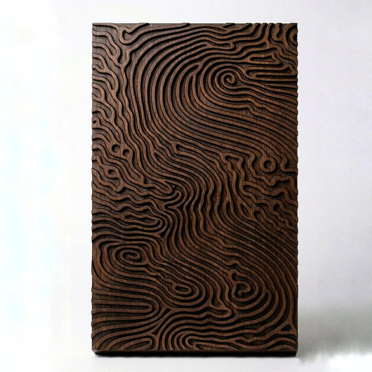 3D Topographic Wood Wall Art | Dark Oak CNC Engraved Panel | Modern ...