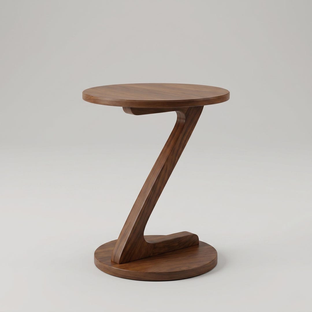 Solid Wood Z-shape End Table | Mid-century Modern Accent Sofa Table - Etsy