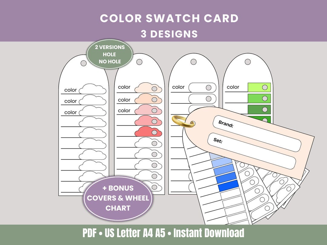 Color Swatch Cards Printable Marker Swatch Template Bundle Color Chart ...