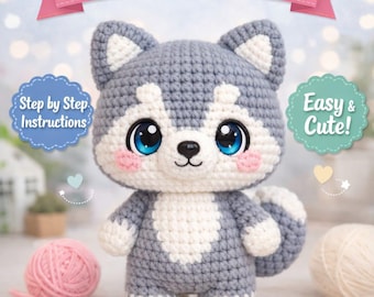 Kawaii Husky Amigurumi Häkelanleitung | Einfache PDF Spielzeug Anleitung (Instant Download)