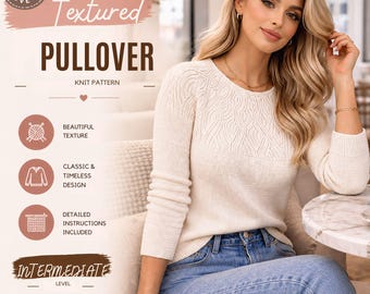 Strukturierter Pullover Strickpullover Muster, Damen Modernes Top (PDF Download)