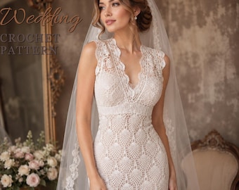Hochzeitskleid häkeln - elegantes Spitzenkleid PDF - PDF häkeln