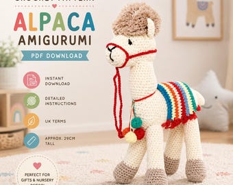Alpaka Amigurumi Häkelanleitung – Regenbogen Decke Spielzeug PDF Download