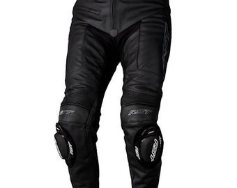 RST S1 Sport CE Leather Men Black Biker Riding Trousers with Knee Armor Moto Racing Leather Pants Motorbike Protective Gear Sport Pants