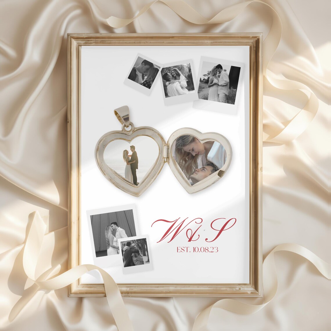 Heart Locket Collage | Editable Canva Template | Bf Gf DIY Anniversary ...