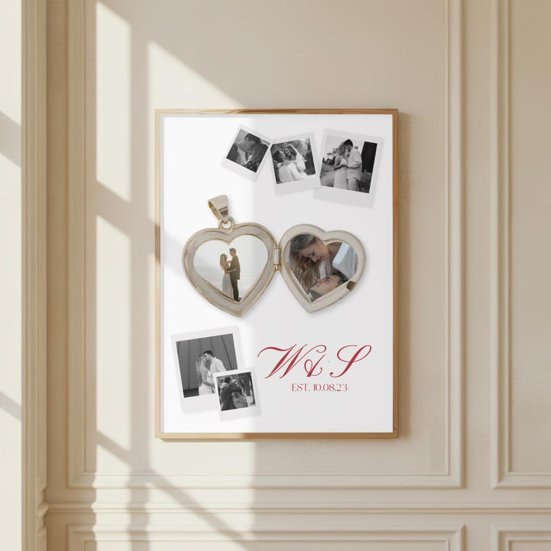 Heart Locket Collage | Editable Canva Template | Bf Gf DIY Anniversary ...