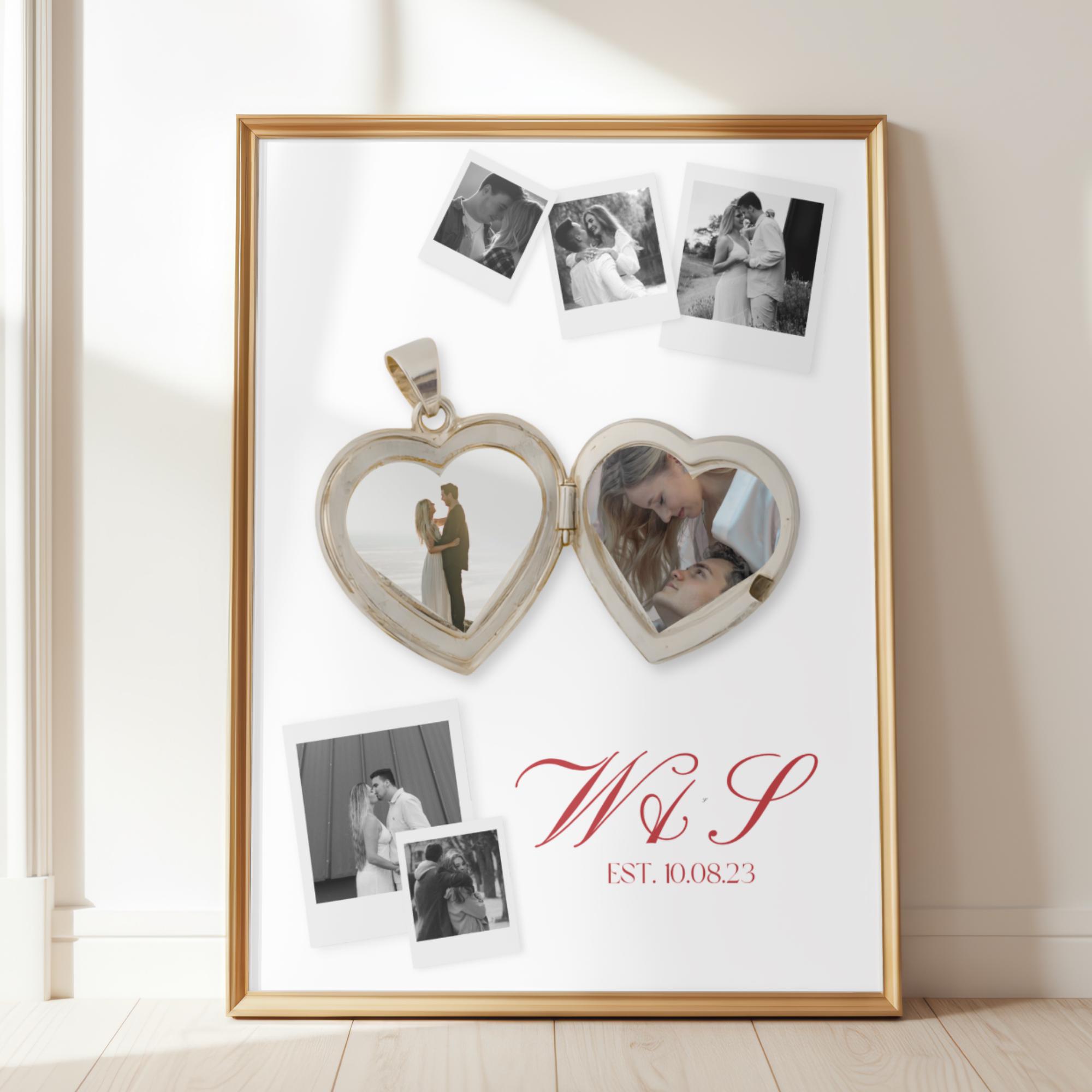 Heart Locket Collage | Editable Canva Template | Bf Gf DIY Anniversary ...