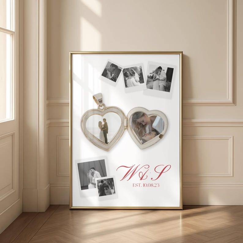 Heart Locket Collage | Editable Canva Template | Bf Gf DIY Anniversary ...