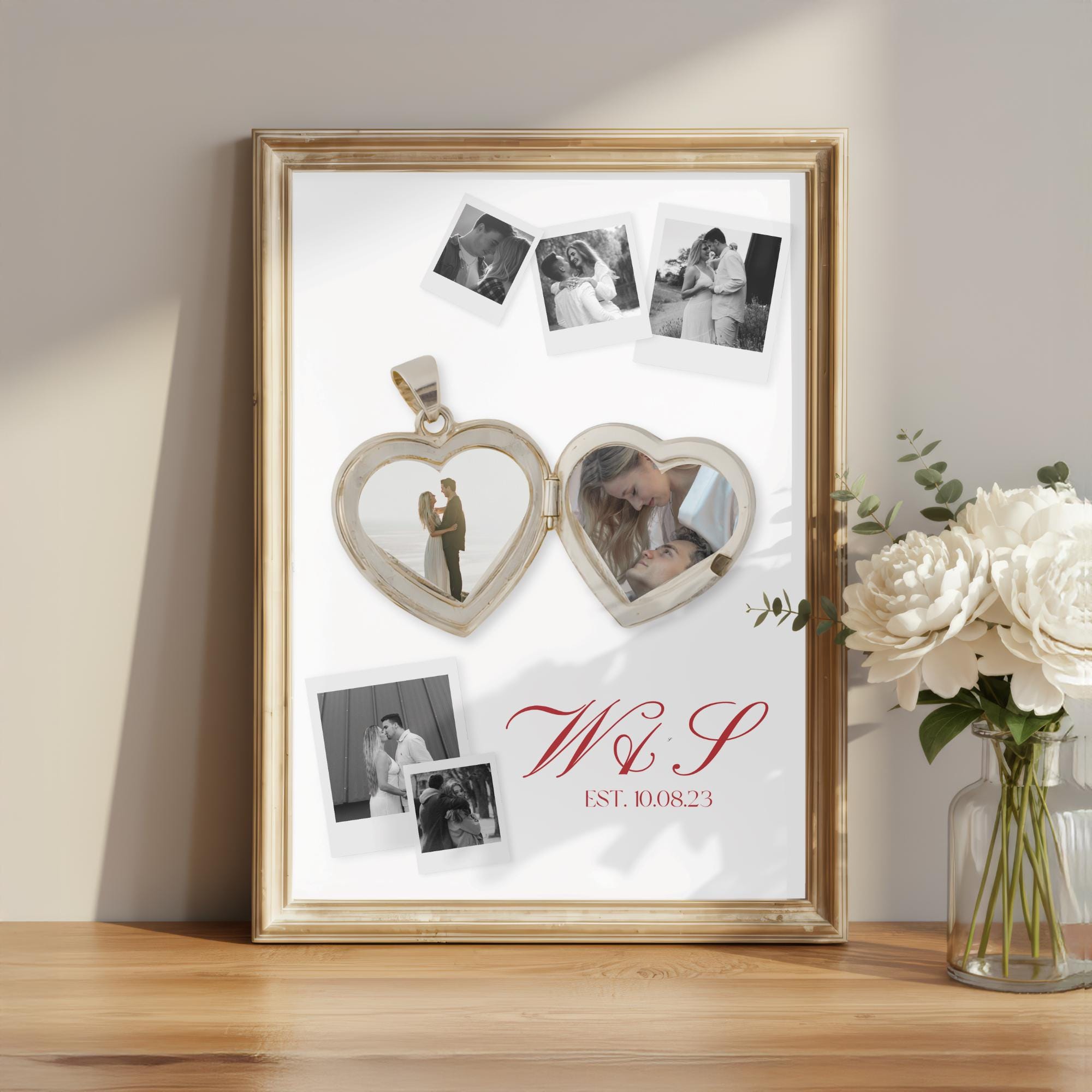 Heart Locket Collage | Editable Canva Template | Bf Gf DIY Anniversary ...