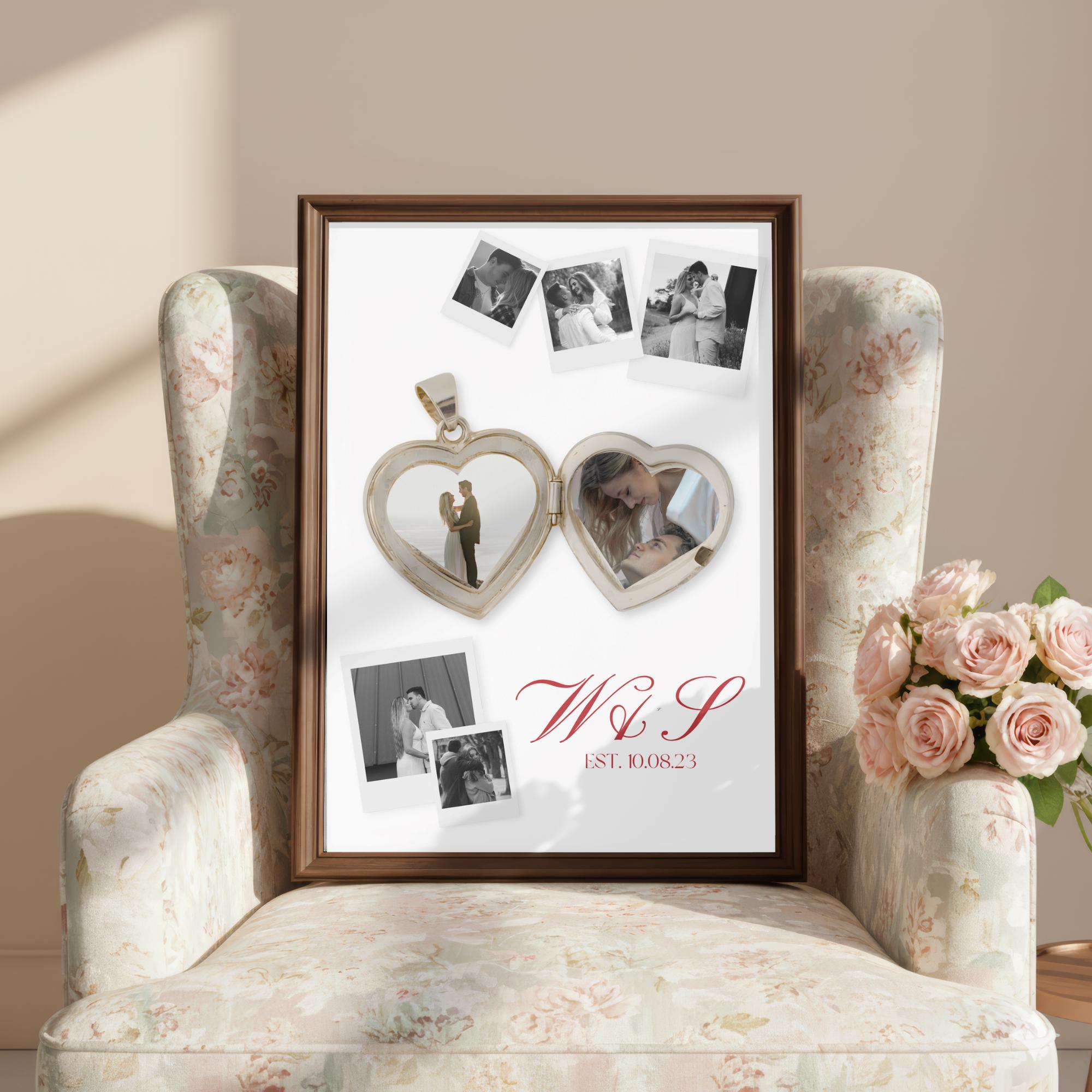 Heart Locket Collage | Editable Canva Template | Bf Gf DIY Anniversary ...