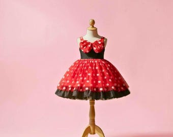 Robe de princesse à pois pour fille, robe de soirée rouge, déguisement pour enfants, robe à paillettes avec nœud, tenue d'anniversaire d'été