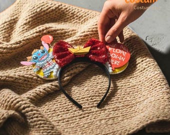 Serre-tête oreilles de souris Stitch | Oreilles de Minnie Lilo Stitch | Oreilles inspirées de Disney | Oreilles à sequins bleus | Tenue Disney