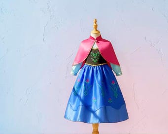 Robe de princesse bleue avec cape pour fille