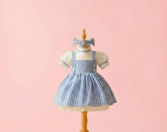 Robe vichy bleue pour filles, robe prairie vintage pour enfants, costume inspiré de Dorothy, tenue de fête d'anniversaire