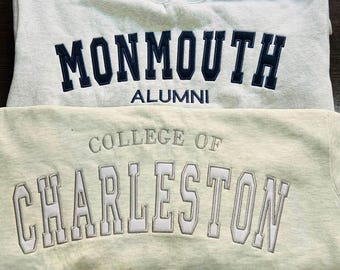 Personalized Embroidered Mock neck: Pullover, Vintage Style Name Crew neck