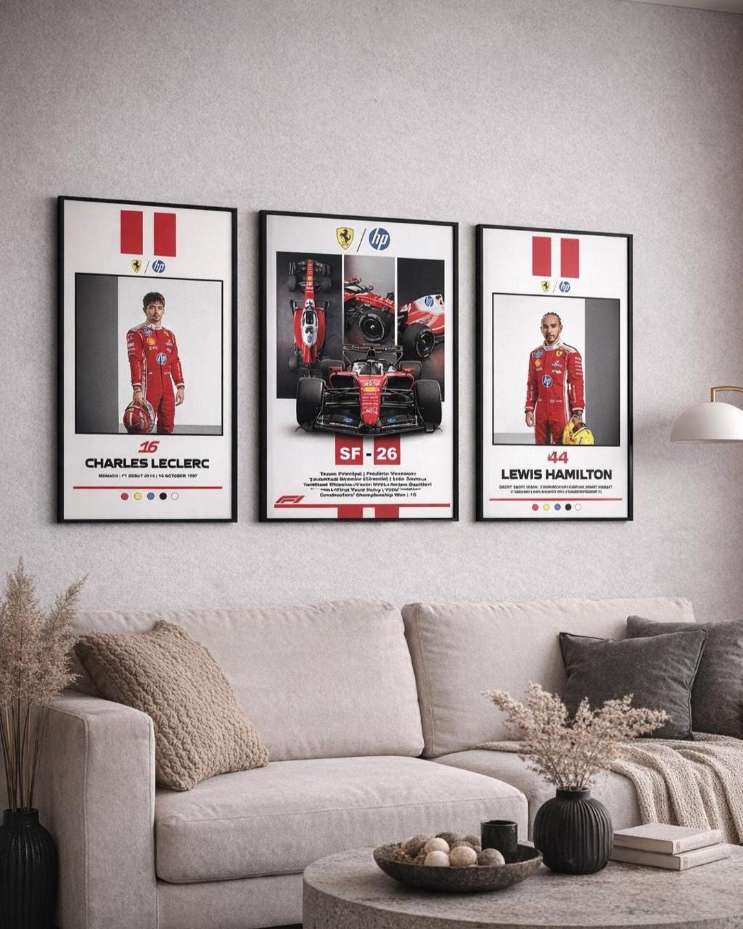 Ferrari F1 Team Poster Set | Leclerc, Hamilton, SF-26 Car Wall Art ...