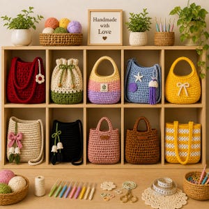 10 Crochet Bag Patterns Bundle PDF, Tote Crossbody Bucket Mesh Bags, Beginner Friendly Crochet Patterns,  Bag Designs Instant Download