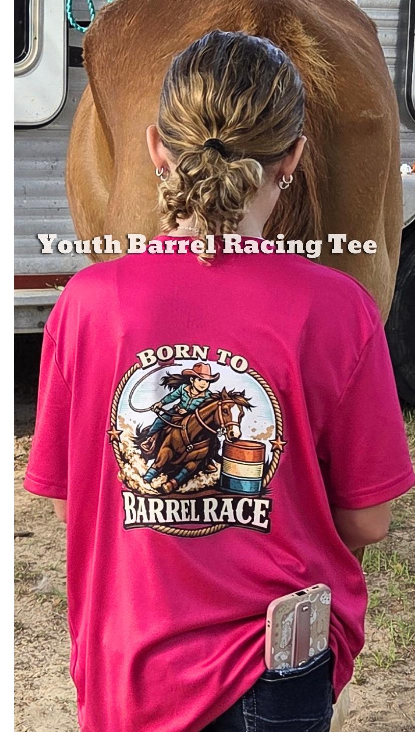 Kids Barrel Racing Shirt, Youth Cowgirl Shirt, Born to Barrel Race Tee ...