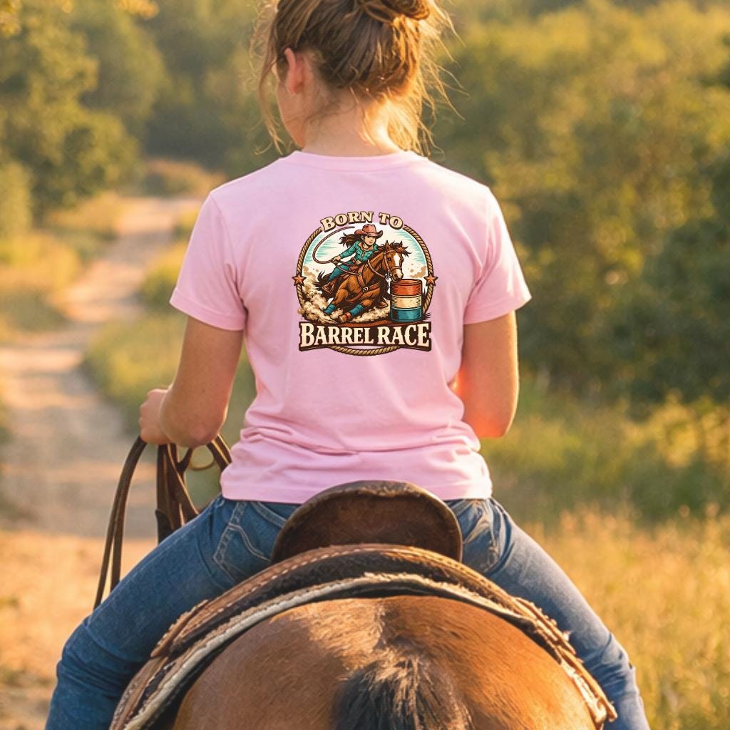 Kids Barrel Racing Shirt, Youth Cowgirl Shirt, Born to Barrel Race Tee ...